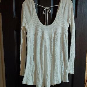 Free People Cream Long Sleeve Blouse